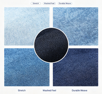 Tissu denim tissé extensible lavé 10*200D 8oz en mélange coton polyester élasthanne, en stock, pour vêtements de travail pour garçons, sacs, tabliers et vêtements pour enfants