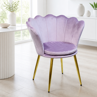 Fauteuil d'appoint design Pétale Lotus Shell avec pieds en métal style Mid-century, rembourré en velours, moderne, pour salon de beauté, bureau à domicile, bar à domicile, salle à manger, parc