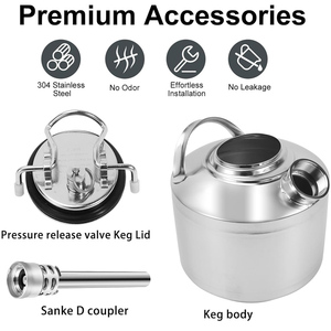 Kit de nettoyage de <span class=keywords><strong>fût</strong></span> de 6 L (1,6 gallon) tout en acier inoxydable 304 avec coupleur D simple pour lignes de brassage domestiques - Product Image 2