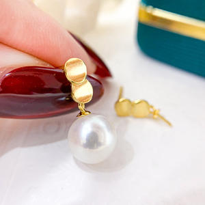 WENCHI S925 <b>Silver</b> DIY <b>Pearl</b> Fashionable <b>Earrings</b> with 8-11mm Round Beads and Empty Stand Model 11521 China - Product Image 5