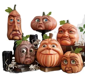 2023 Party Halloween Yard Decoration Table Indoor Holiday Home Scary Pumpkin Faces Props Halloween Decorations Outdoor Decor