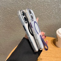 Coque de téléphone magnétique antichoc transparente anti-jaunissement en TPU+PC avec cordon pour iPhone 14 15 16 17 Pro Max
