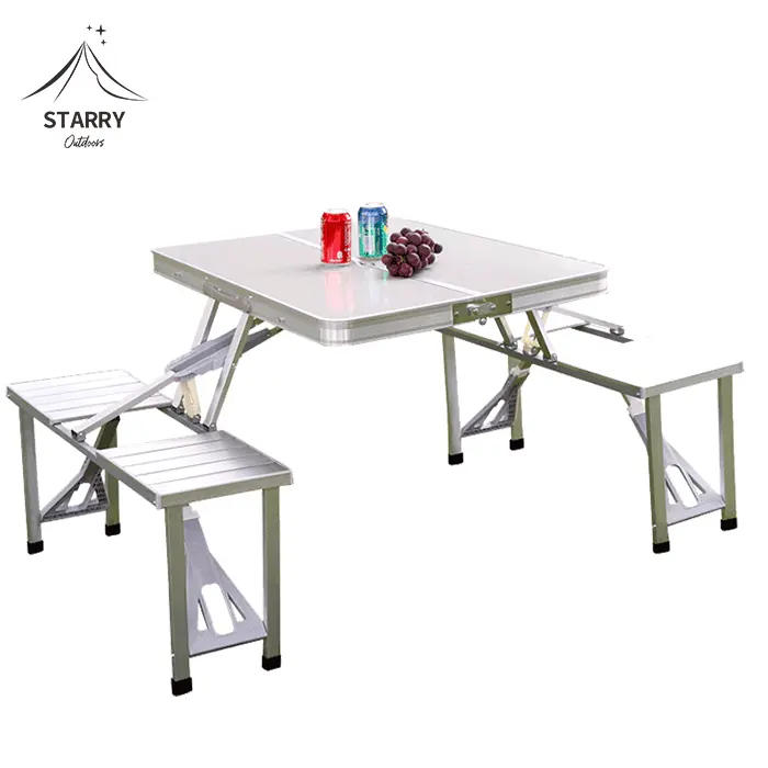 Foldable dining table with folding chair and chair fold in table