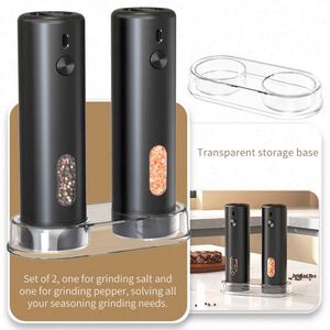 New USB Salt and <b>Pepper</b> <b>Grinder</b> With Storage Base External Adjuster Setting Spice <b>Grinder</b> - Product Image 2
