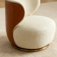 Fauteuil pivotant de luxe ergonomique à dossier en S, en cuir et tissu assortis, pour salon et villa
