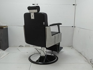Sillón de Barbería Hidráulico Moderno, Cuero Sintético, Altura Ajustable, Reclinable, Base Redonda, Diseño Contemporáneo - Product Image 4