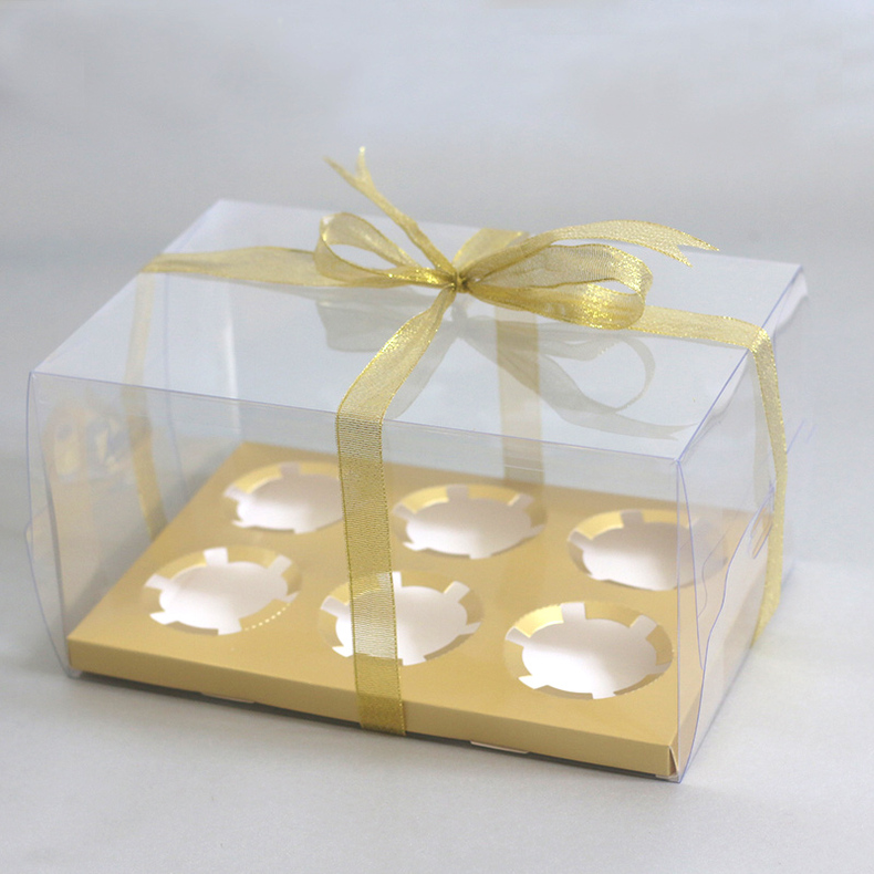 Luxury 4 6 12 Holes Transparent PET Clear Cup Cake Box Bakery Packaging Boxes Manufacture