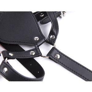 Özelleştirilmiş esaret BDSM Slave seks yetişkin oyuncaklar ayarlanabilir nefes deri fetiş koşum ile yumuşak top blindkörü körüne ağız Slave - Product Image 4