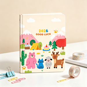 notebook Imitation Leather Cover Cute Animal Design Good Luck Theme Hardcover Sewing Binding Digital Printing - Product Image 3