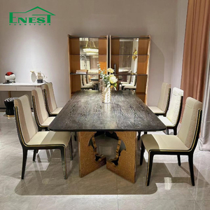 Italian Light Luxury Marble Beechwood Modern Dining <strong>Table</strong> Set with 6 Chairs <strong>Stable</strong> for High End Villa - Product Image 2