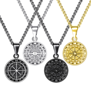 BOYI erkek paslanmaz çelik sikke pusula kuzey yıldız kolye kolye moda gümüş altın siyah Charm kolye Punk tarzı - Product Image 2