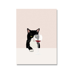 Divertente gatto gusto vino rosso amante regali Poster cucina Wall Art <span class=keywords><strong>immagini</strong></span> stampa su tela pittura - Product Image 4