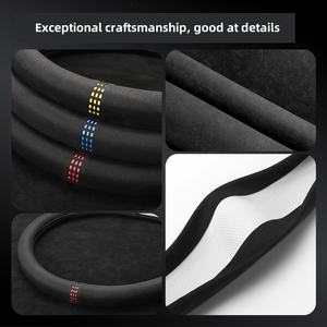 Cubierta de volante de gamuza para coche, accesorios interiores universales para coche de automovilismo suave, Protector para mujer y hombre - Product Image 5