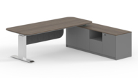 Bureau de direction Greatway réglable en hauteur avec armoire latérale, table de bureau moderne en forme de L pour bureau de PDG