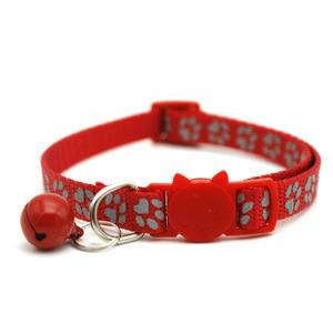 Accesorios-mascotas pequeñas suministros gato decorativo cinturón de liberación rápida reflectante pata Collar de gato con campanas - Product Image 2