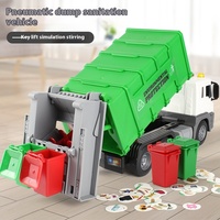 Camión de Basura de Juguete Grande 1:16 con Inercia para Niños, Simulación de Camión de Saneamiento con Contenedor de Basura Inflable y Elevable, Juguete de Limpieza y Recogida de Basura