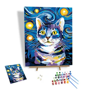 Erwachsene Sweet Style Room Decor Die Sternennacht und Katze Diy Ölgemälde malen nach Zahlen Kreative Kunst Malerei auf Leinwand