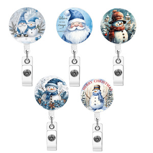 Vente en gros de porte-noms en cristal de Noël, cartes d'identité, cordons anti-perte, porte-clés bonhomme de neige de Noël, designs personnalisés - Product Image 1