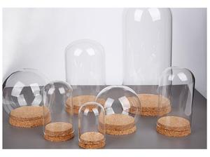 Dôme rond <span class=keywords><strong>de</strong></span> haute qualité 6*8cm forme <span class=keywords><strong>de</strong></span> boule fleur immortalisée cadeaux décoration verre affichage cloche pot avec Base en liège - Product Image 3