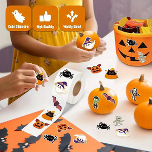 Autocollants décoratifs personnalisés ODM pour Halloween : Graffiti, Citrouilles, Fantômes, Araignées, Chauves-souris Mignons - Product Image 4
