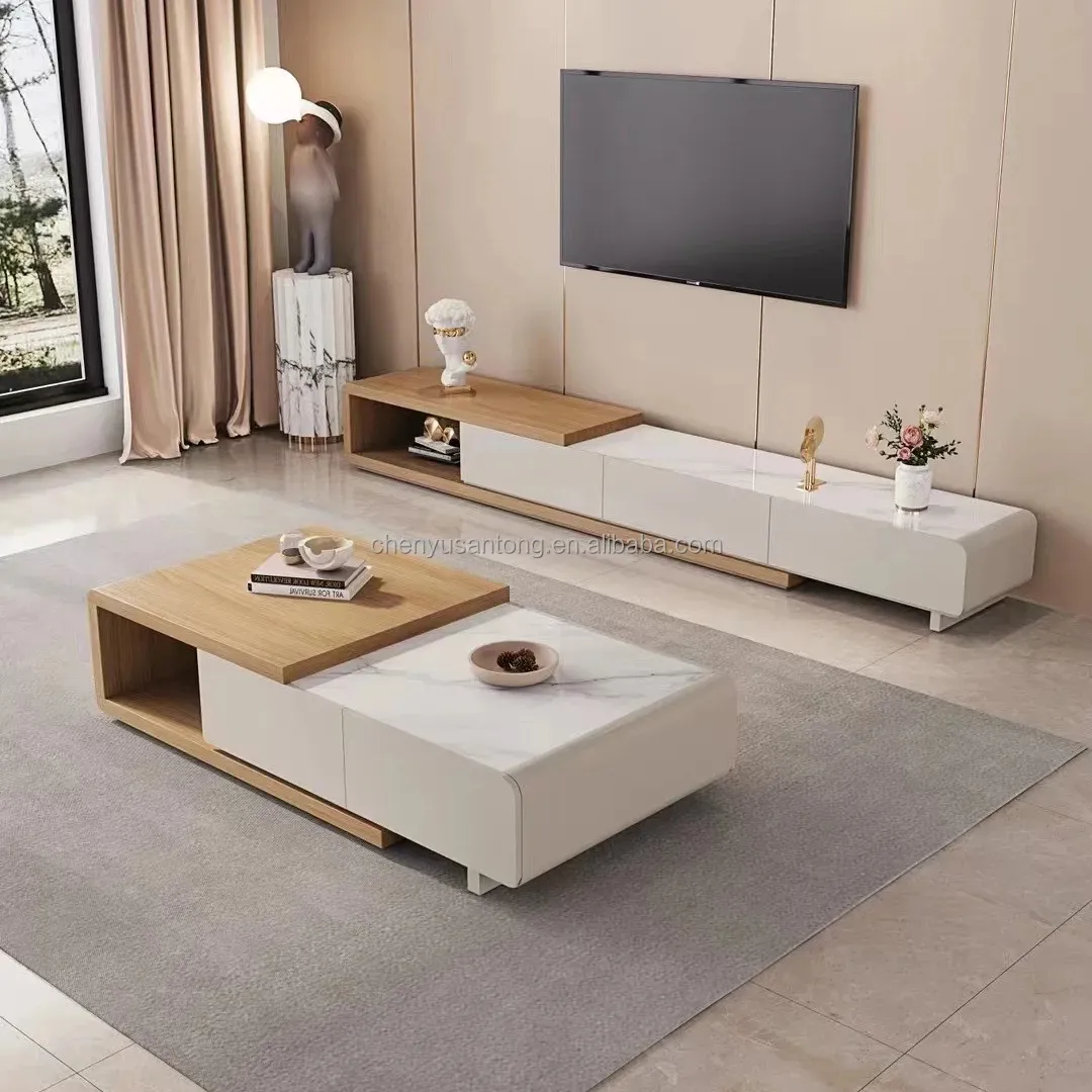 Mesa de centro de madeira de boa qualidade, novo design, suporte de tv e mesa de centro, preto, em promoção