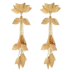 Pendientes Largos de Metal con Borla y Diseño de Flor de Loto para Mujer, Colgantes Extravagantes para un Estilo Único y un Carisma Individual - Product Image 5