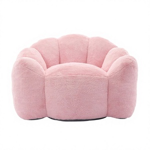 Fauteuil pouf rose à motif floral, chaise longue compressée, revêtement en tissu, rembourrage en mousse, siège d'appoint moderne - Product Image 1