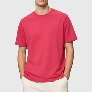 Camiseta de Algodón de Punto para Hombre, Cuello Redondo, Manga Corta, Color Rojo, Corte Regular, Estilo Casual - Product Image 1