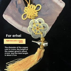 Campana a forma di zucca esagonale ottagonale in ottone con serpente, cinque monete nere, due gialle, sei monete imperiali, semi-artigianale, per il Festival di Primavera - Product Image 5