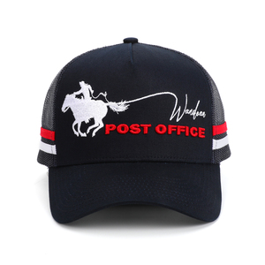 Có Thể Điều Chỉnh Tùy Chỉnh Đường Cong Màu Brim Đen Hồng 5 Bảng 3D Thêu Logo Lại Lưới Trucker Mũ Mũ - Product Image 3