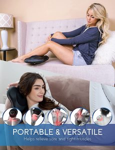 Alat Pijat Shiatsu Rumahan untuk Bahu, Punggung, dan Leher, Pijat Jaringan Dalam dengan Getaran Elektrik, Bantal Pijat Punggung Inframerah dengan Pemanas - Product Image 6