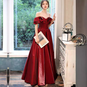 Vestido <span class=keywords><strong>de</strong></span> <span class=keywords><strong>Novia</strong></span> Retro Borgoña para Mujer Embarazada, Talla Pequeña, Primavera, Nuevo - Product Image 1