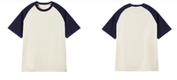 T-shirt à col rond en coton biologique 32S double fil 240g, manches raglan, coupe ample, respirant, uniforme de travail personnalisé
