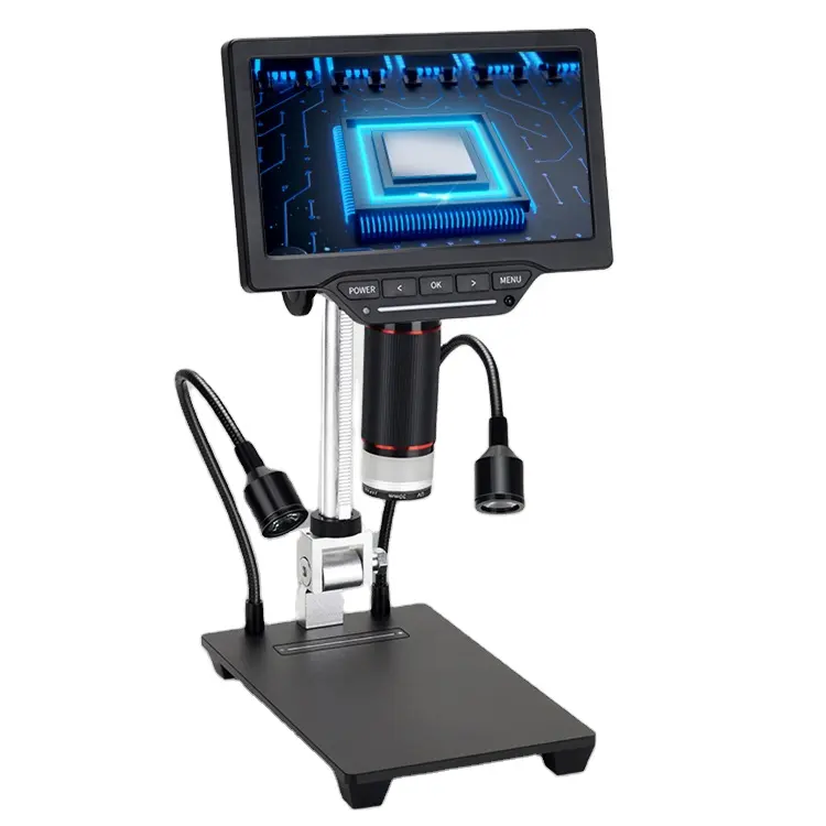 Microscopio industriale Hd a grande schermo da 7 pollici con display a LED telecamera video a infrarossi con telecomando manutenzione del circuito stampato