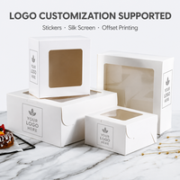 Boîtes à cupcakes blanches avec fenêtre, logo personnalisé, emballage de boulangerie de luxe, boîte en papier écologique, boîtes à gâteaux pour muffins, beignets, pâtisseries