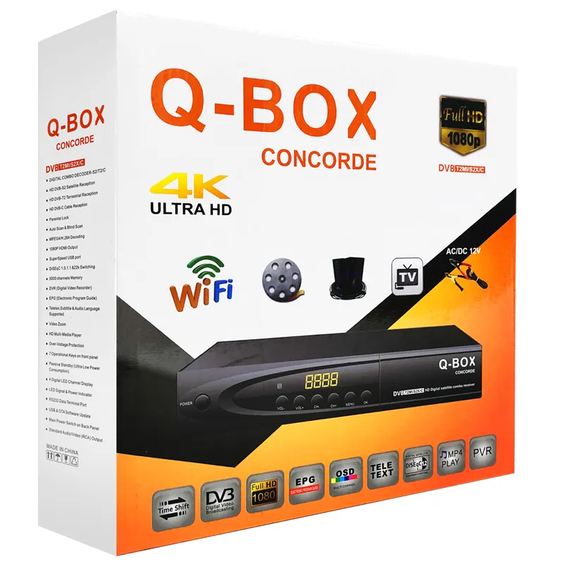 Q-BOX كونكورد جديد الطاقة dvb s2 الارسال مجموعة أعلى مربع mp5 فك مجلس dvb-t2 stb