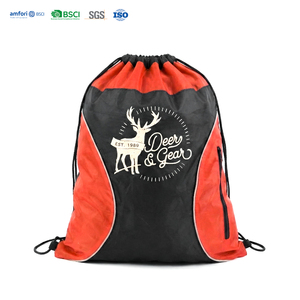 Promotional Drawstring Sport Bag 210D Polyester with Locking Toggle & Front Pocket for Teams