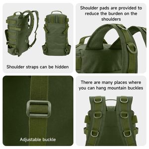 Sac à dos de pêche tactique multifonctionnel imperméable pour l'extérieur avec fermeture éclair, doublure en polyester, design portable, style tendance - Product Image 4