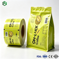 Pochette à bec verseur pour café, imprimée sur mesure, à huit soudures latérales, en film laminé de qualité alimentaire, sachet refermable à fermeture éclair pour l'emballage des grains de café