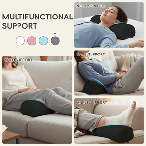 Coussin de soutien lombaire ergonomique en tricot, noir uni, forme oblongue, pour massage, rembourrage en polyester et coton - Product Image 3