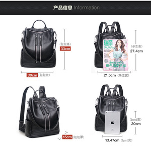 New Genuine Leather Backpack Women Multifunction Waterproof Anti Theft Backpack for Travel <b>Bagpack</b> - Product Image 3