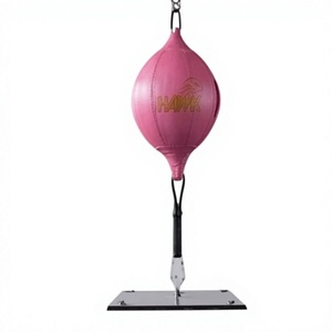 Sac de frappe lourd sur pied HAPK en cuir PU rose, ballon de vitesse, équipement d'entraînement universel pour la boxe à domicile, installation facile - Product Image 1