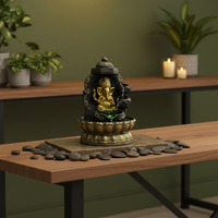 Fontaine d'eau LED Ganesha en résine moderne, design ballon vibrant, taille personnalisable, finition peinte pour table, maison, bureau, salon
