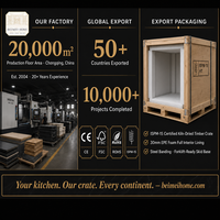 Meubles de cuisine sur mesure pour toute la maison, modernes, en chêne blanc, sans poignées, avec fermeture amortie, vitrine en verre, conformes ISPM-15, encastrés dans une caisse d'exportation, fabrication OEM
