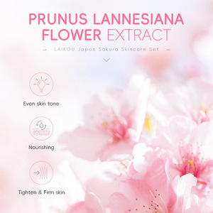 Set de Cuidado de la Piel de Marca Propia con Extracto de Flor de Cerezo, 4 Piezas: Esencia Limpiadora Hidratante, Crema para Ojos, Crema Facial, Blanqueadora - Product Image 4