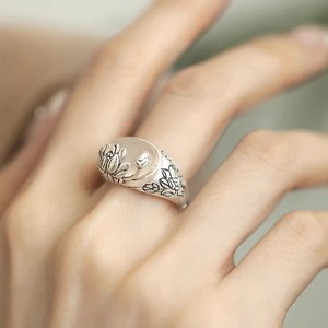 Nuevo Anillo Abierto de Estilo Étnico con Diseño Personalizado de Loto de la Buena Suerte Retro para el Dedo Índice de Mujer - Product Image 1