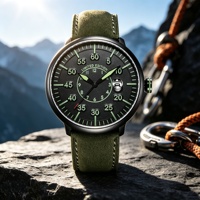Montre à quartz multifonctionnelle minimaliste pour homme, boîtier en acier inoxydable, bracelet en cuir véritable, montre-bracelet pour homme de bureau, logo personnalisé