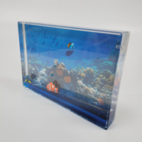 Cadre photo personnalisé en acrylique liquide flottant, thème Océan, Poissons, Bateau de Croisière, avec sable mouvant et eau, pour cadeau souvenir de Noël