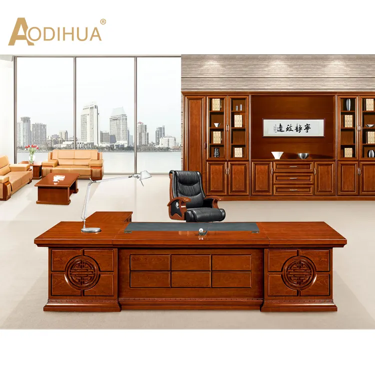Esecutivo in legno antico mobili per ufficio moderno rotondo bordo boss ufficio tavolo scrivania