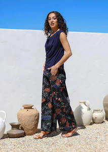 Pantalones Anchos de Algodón con Diseño Estampado de Moda para Mujer, Cierre de Cremallera Lateral y Bolsillo, Parte Inferior Suave, Ligera y Cómoda para Uso Diario - Product Image 4